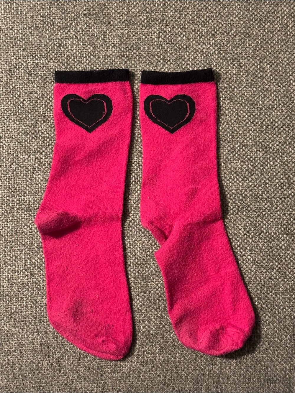 Bright Pink Heart Crew Socks